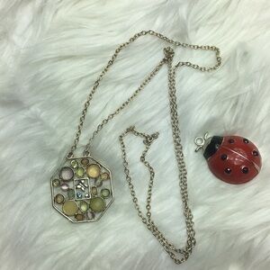 Faux gem, butterfly necklace, GUC, 36” long.